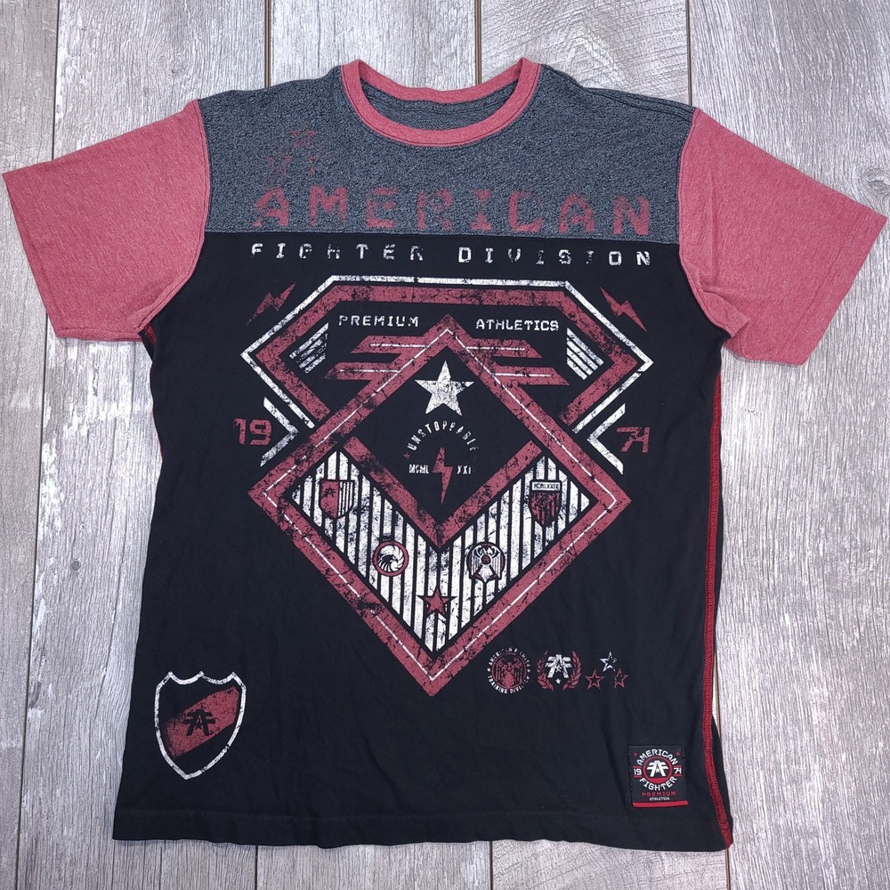 American Fighter T-Shirt Mens XL Black Red Graphic Premium Athletics Tee
